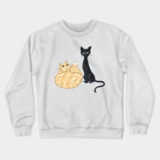 cartoon black and orange kitty sisters Crewneck Sweatshirt